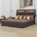 Latitude Run® Full Size Upholstered Platform Bed w/ Storage Headboard, LED | 44.7 H x 60 W x 83.3 D in | Wayfair 74FB600C4ABB480A9C8937C28D715BD1