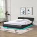 Ivy Bronx Keshigan Queen Size Faux Leather Platform Bed Frame w/ LED lighting Upholstered/Faux leather in Black | 25 H x 90.9 W x 63.8 D in | Wayfair