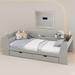 Red Barrel Studio® Aiham Twin Wooden bed w/ Shelves, Drawers & Built-In Charging Station Wood in Gray | 23.6 H x 63.2 W x 90.2 D in | Wayfair