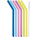 Set de 6 pailles réutilisables de Silicone & brosse de nettoyage, 24.5 cm - Multicolore