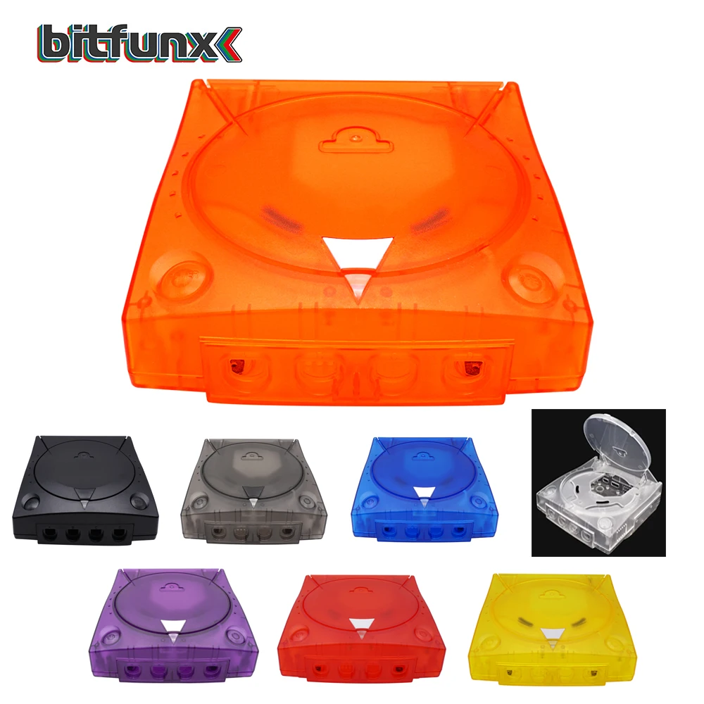 BitFunx Ersatzgehäuse, transparente Hülle für SEGA Dreamcast Retro-Videospielkonsole, durchscheinende Box für Dreamcast-Gehäuse Image
