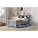 Multifunction Bed with Shelf 2 USB Ports, 2 Plugs, Trundle, 3 Drawers