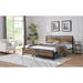 King Size Metal Platform Bed Frame with Rustic Brown Hollow-carved Headboard Footboard, Heavy Duty Metal Steel Slat Support