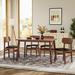 5 Pieces Dining Set with 1 Rectangular Table and 4 Dining Chairs, Wood Desk and Breakfast Upholstered Stools, Antique brown