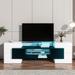 TV Stand with 2 Illuminated Glass Shelves, High Gloss Entertainment Center for TVs Up to 80" - 78.70" L x 11.00" W x 23.80" H