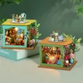 DIY Holz Miniatur Baukasten Mini Puppen häuser mit Möbeln Licht Blume Schlafzimmer Küche Casa