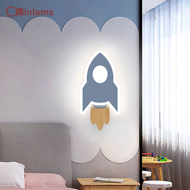 Led Rakete Moderne Wand Lampe Nette Cartoon kinder Kind Schlafzimmer Wand Licht Wohnzimmer Neben Kreative Wandlampen Indoor Decor Beleuchtung
