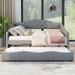 Full Size Vintage Upholstery Daybed with Trundle,Gray