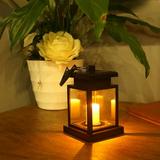 Fairnull Rainproof LED Solar Garden Light Flameless Candle Outdoor Hanging Lantern Lamp