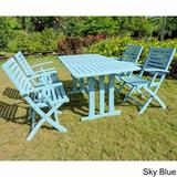 International Caravan Royal Fiji Ispica Stained Acacia Hardwood Outdoor Dining Set (Set of 5) Sky Blue