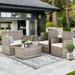 FHFO 4 Piece Patio Furniture Set Outdoor Wicker Conversation Sets Rattan Sectional Sofa w/Coffee Table Seat Cushions for Backyard Porch Garden Poolside - Gray Wicker/Beige Cushions