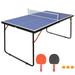 4.5FT Mid-Size Table Tennis Table Portable Ping Pong Table Set with Net 2 Table Tennis Paddles and 3 Balls for Indoor & Outdoor