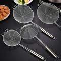 Mdesiwst Stainless Steel Colander Easy to Clean Spiral Mesh Skimmer Spoon Anti-scalding Long Handle Strainer for Home