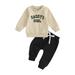 Toddler Girl Outfits Daddys Baby Clothes Fall Winter Outfit Sweatshirt Pants Set Jumper Sweatpants Suit Boy Outfits Beige 12 Months-18 Months