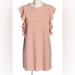 Zara Dresses | Euc Zara Shift Dress Basic Collection Pink Ruffle Shoulder Cutout | Color: Cream | Size: L