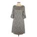 Tahari Casual Dress - A-Line Scoop Neck 3/4 sleeves: Gray Dresses - Women's Size 10