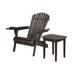 Rosecliff Heights Ayonah Solid Wood Folding Adirondack Chair w/ Table Wood in Black/Brown/Gray | 35 H x 28 W x 32 D in | Wayfair