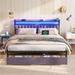 Wrought Studio™ Full Bed Frames w/ Storage Headboard & Drawers, LED Platform Bed Frame Metal in Gray | 43.3 H x 75.9 W x 86.5 D in | Wayfair