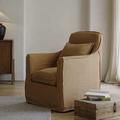Armchair - Hokku Designs Virene 28.74" Wide Armchair Linen/Wood in Brown | 37.4 H x 28.74 W x 29.53 D in | Wayfair 5409C1C530384B7782B682A402C2D8F8
