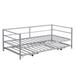 Latitude Run® Twin Size Metal Daybed w/ Adjustable Trundle in Gray | 27.8 H x 81.5 W x 78 D in | Wayfair B049F1DB0B5440AEA902CB6D31FC489D