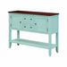 Red Barrel Studio® Cambridge Series Ample Storage Vintage Console Table w/ Four Small Drawers & Bottom Shelf For Living Rooms in Blue | Wayfair