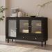 Latitude Run® Euradell room locker rattan glass cabinet Wood in Black | 35.43 H x 62.99 W x 15.75 D in | Wayfair 7F14C93DF7CB46BC82BAC2E030BDF805