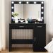 Ebern Designs 36" Makeup Vanity w/ Lights Mirror, Charging Station, 2 Drawers & Cabinet Wood in White | 55.78 H x 35.82 W x 15.74 D in | Wayfair