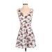 Forever 21 Casual Dress - A-Line V Neck Sleeveless: White Floral Dresses - Women's Size Small