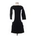 Boden Casual Dress - A-Line Crew Neck 3/4 sleeves: Black Print Dresses - Women's Size 4