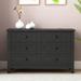 6-Drawer Wood Storage Cabinet, Buffet Sideboard Service Counter with Solid Wood Frame and Retro Shell Handle