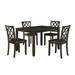 Ava 5pc Dining Table Set, 4 Lattice Back Chairs, Brown Rubberwood Frame