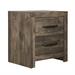 Ent 24 Inch Nightstand, 2 Drawers with Black Handles, Greige Brown Finish