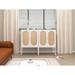 Set of 2, Natural Rattan 2 Door High Cabinet, Free Standing Sideboard with Built-in Adjustable Shelf