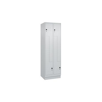 C+P Z-Spind Classic PLUS, Sockel, 4 Abteile, HxBxT 195x60x50cm, Sicherheitsdrehriegel, Hellgrau/Hellgrau von PROREGAL Image