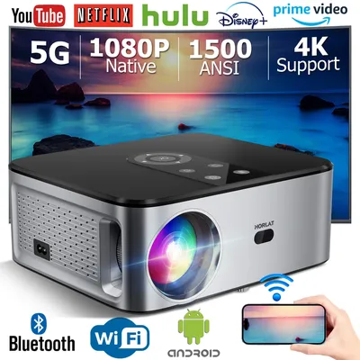 HORLAT T3N 1500 Ansi Lumen Android 4K LED Projektor Full HD 1080P Video 8K Heimkino Auto Keystone 5G WiFi Tragbarer Proyector