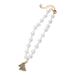 Farfi Pet Necklace Sparkling Surface Waterproof Resin Pet Artificial Pearl Necklace with Butterfly Pendant Pet Supplies (White M)