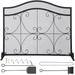 Vevor 38 x 26.5 in. Fireplace Screen Heavy Duty Iron Freestanding Spark Guard with Support - Black