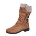 Womens Western Vintage Riders Boot Winter Sock Boot Side Zip Slip On Motorcycle Riding Boots Fashion Mid Calf Bootie