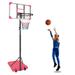 Portable Basketball Goal System with Stable Base and Wheels Height Adjustable 5.6 to 7ft Basketball Hoop with 28 Inch Backboard for Indoor Outdoor Teenagers Youth Pink