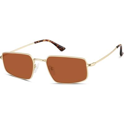 Zenni Men's Rectangle Rx Sunglasses Gold Stainless Steel Full Rim Frame