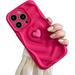 Hot Pink Heart Phone Case Compatible with iPhone 12 Pro Cute Aesthetic 3D Sweet Cool Hot Pink Love Heart Phone Soft Cases for Women Girls