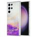 for Cute Galaxy S21 Ultra Slim Thin Glossy Soft TPU Holographic Rubber Gel Glitter Colorful Marble Floral Patterns Rugged Hard PC+Soft Silicone Phone Case for Samsung Galaxy S21 Ultra Purple+White