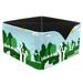 OWNTA a Happy Family of Three in the Park Green Pattern Square Pencil Storage Case with 4 Compartments Removable Dividers Pen Holder and Pencil Holder