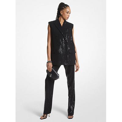 Michael Kors Pinstripe Sequined Crepe Sleeveless B...