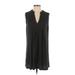 Just Fashion Now Casual Dress - Shift Plunge Sleeveless: Black Print Dresses - Women's Size Small