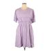 Hayden Casual Dress - A-Line Crew Neck Short sleeves: Purple Print Dresses - Women's Size 1X