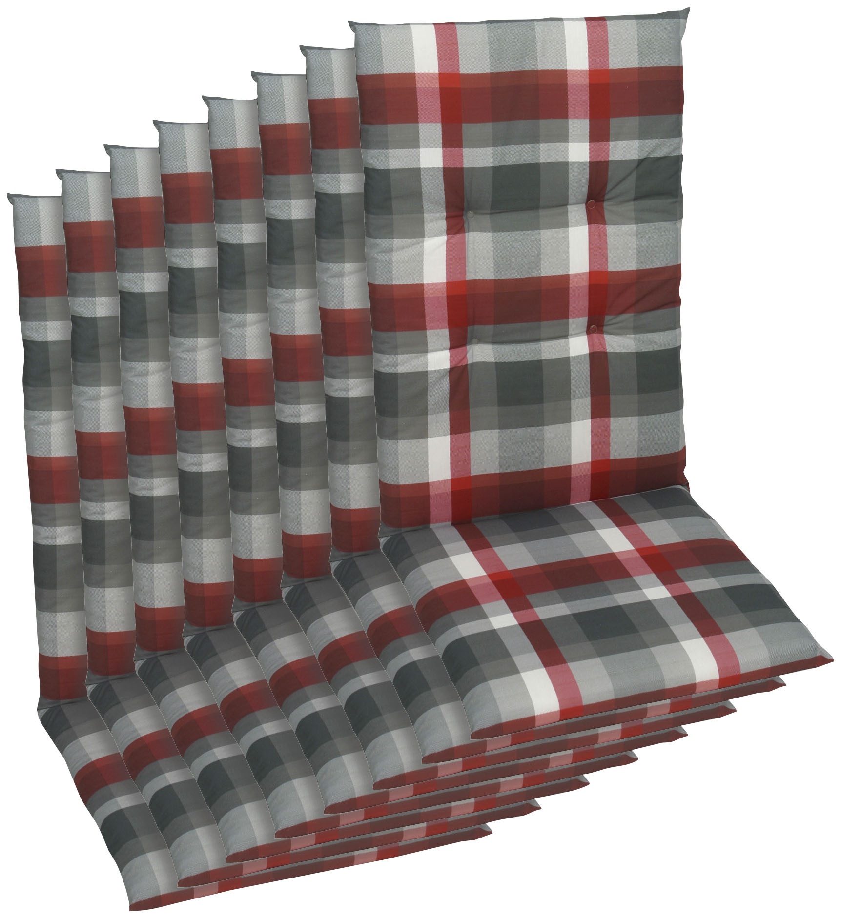 Hochlehnerauflage GO-DE, rot, B:48cm H:5cm T:118cm, Baumwolle, Polyester, Polyurethan, Polsterauflagen, 118x48 cm