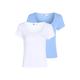 T-Shirt TOMMY JEANS "TJW 2PACK HENLEY SS RIB TEE" Gr. XL (42), blau (white, blue) Damen Shirts Jersey