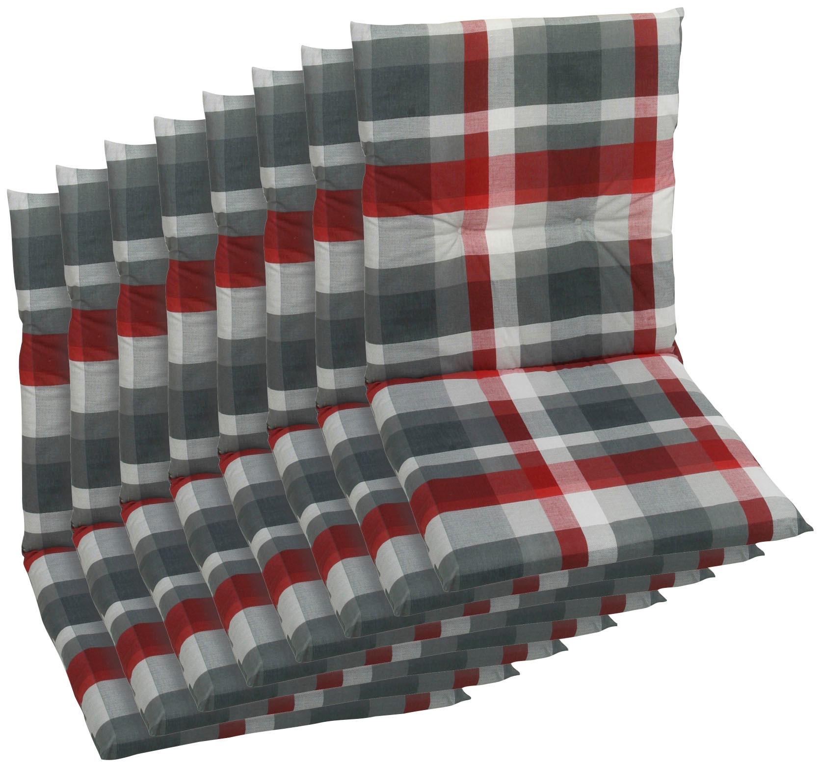Sesselauflage GO-DE, rot, B:48cm H:5cm T:108cm, Baumwolle, Polyester, Polyurethan, Polsterauflagen, 108x48 cm Image