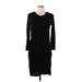 Vince. Casual Dress - Sheath Scoop Neck Long sleeves: Black Print Dresses - Women's Size Small